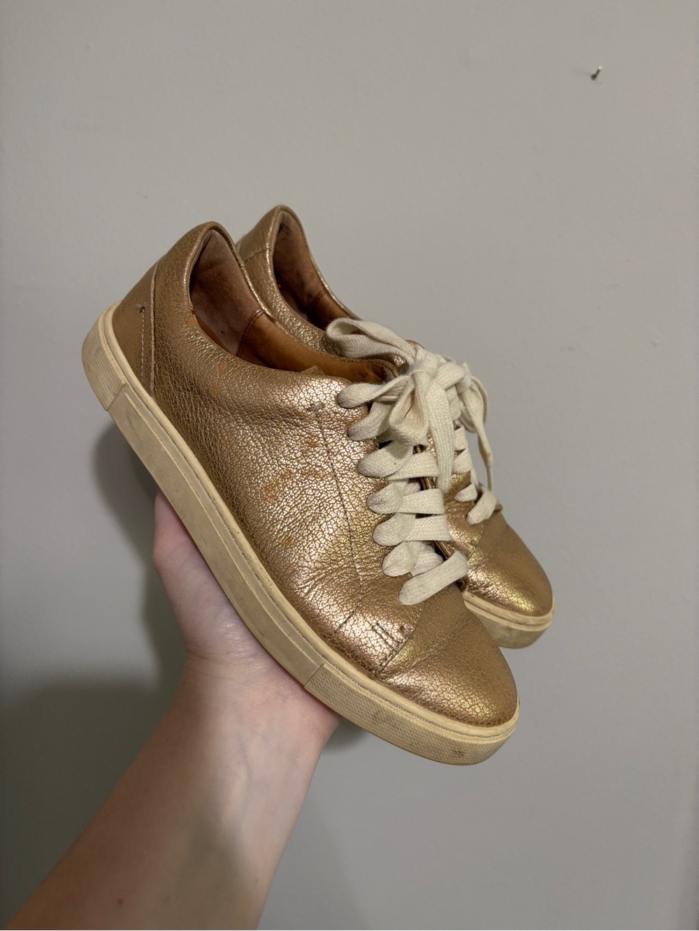 Frye Gold Copper Leather Low Lace Sneaker 6